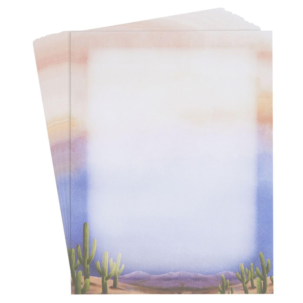 100 Sheets Cactus Stationary Paper for Writing Letters, Printer Friendly (8.5 x 11 in)